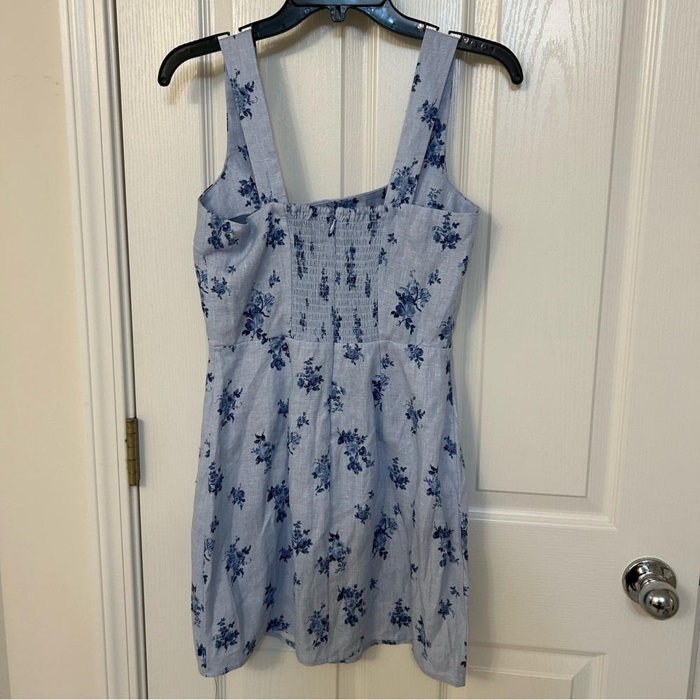 Reformation Celosia linen mini dress blue floral print in Crystalline Size 4 - Picture 6 of 11